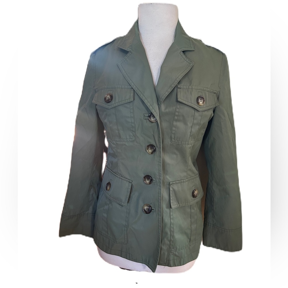 Michael Michael Kors Womens Olive Green  Cargo Pocket Military Jacket Size MP
